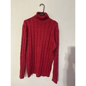 Coofandy  Men's Red Cable Knit Turtleneck Sweater Size XL Preppy Slim